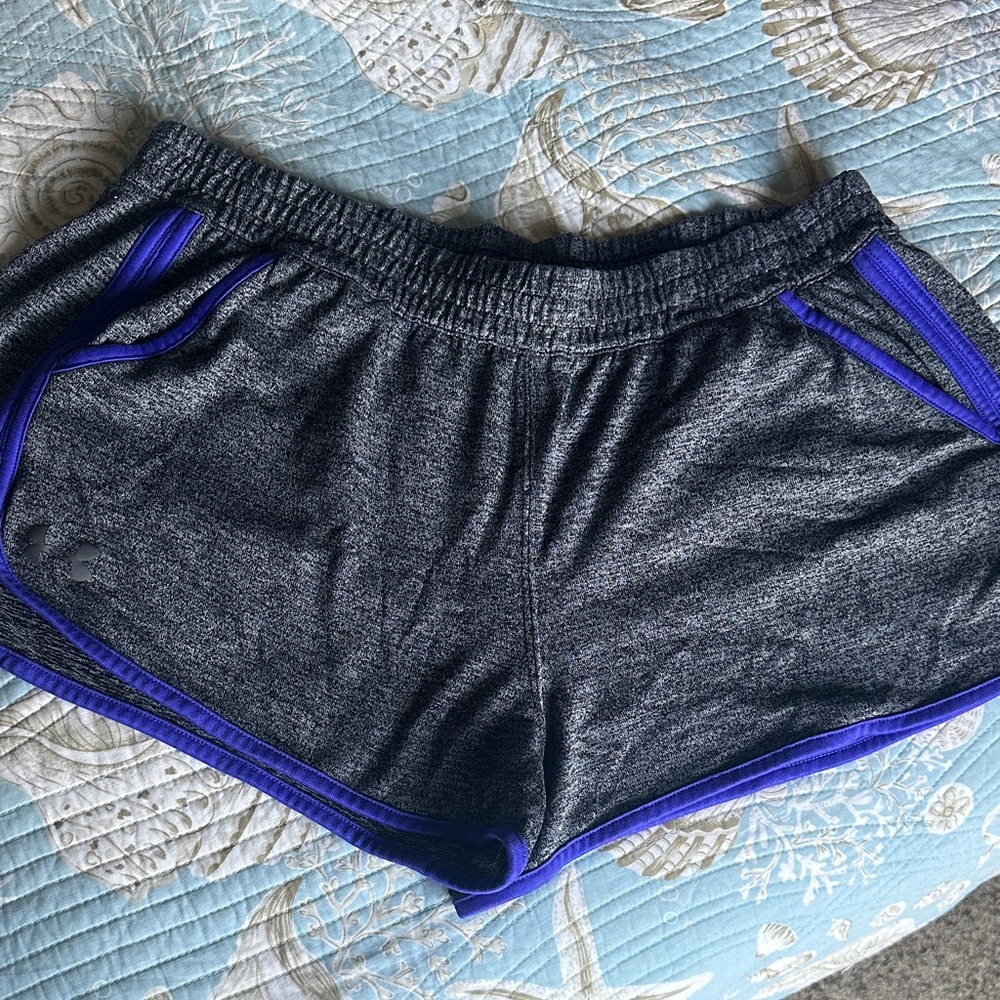Under Armour Gray Athletic Shorts with Purple Accents